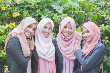 team of asian muslim business woman clipart