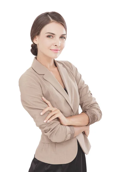 Aantrekkelijke jonge zakenvrouw met armcrossed — Stockfoto