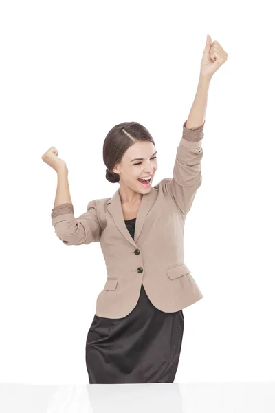 Framgångsrika uttryck för ung affärskvinna — Stockfoto