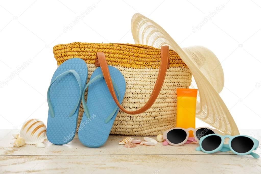 beach accessories on for summer vacation 