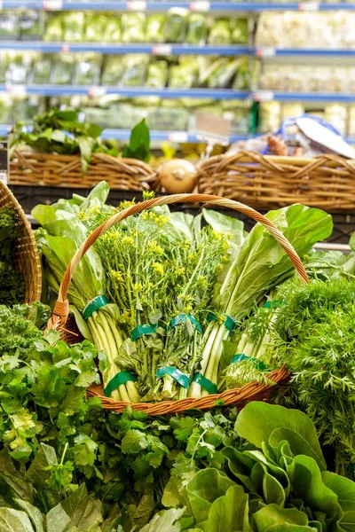 a basket of mustard greens