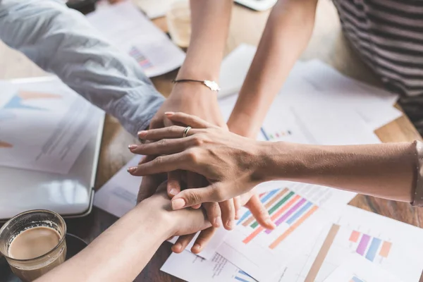 Hand together during business meeting — Stock Photo, Image