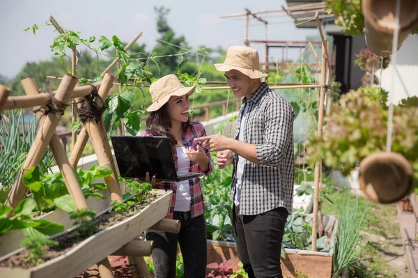 Hommes et femmes dans la ferme — Photo