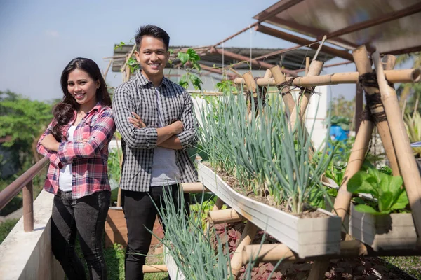 young people with urban farming concept