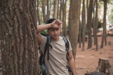 erkek uzun yürüyüşe çıkan kimse görünümü tadını çıkarırken ara