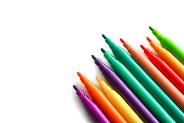 Colorful markers isolated on white background — Stock Photo, Image