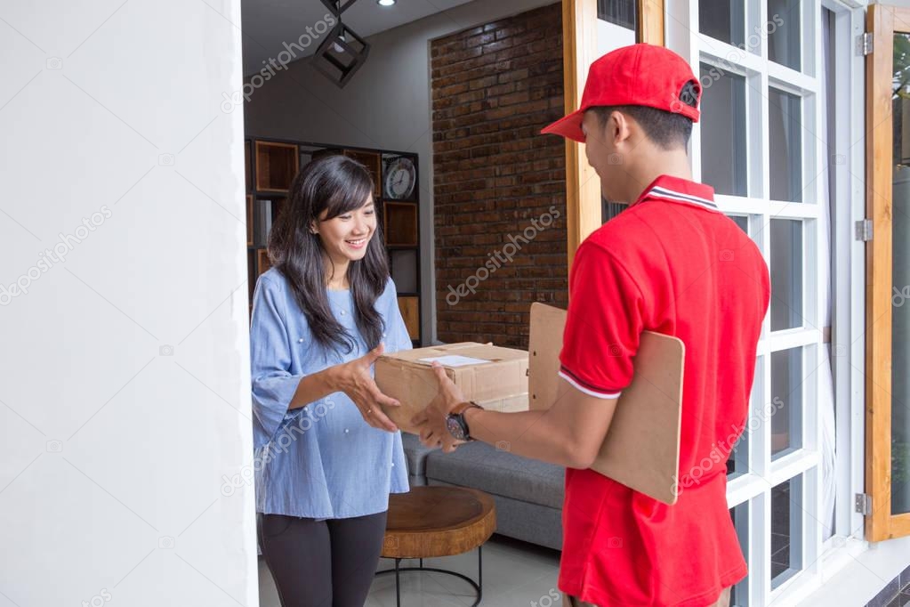 delivery man delivering box