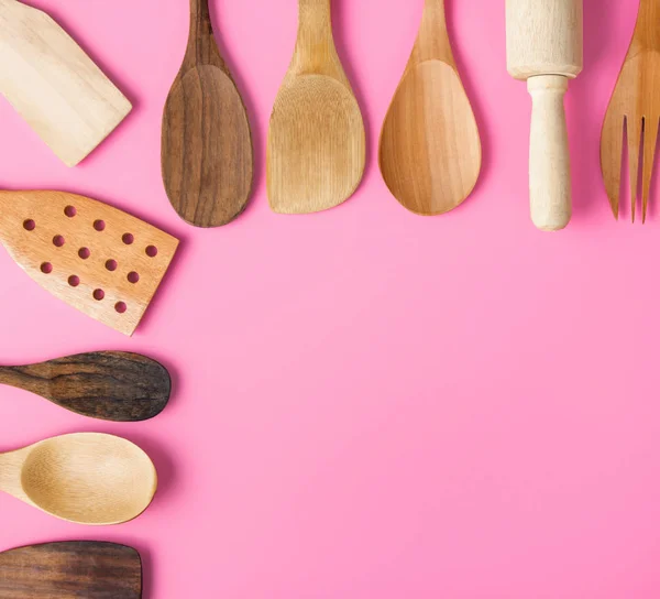 Set von Kochutensilien aus Holz — Stockfoto