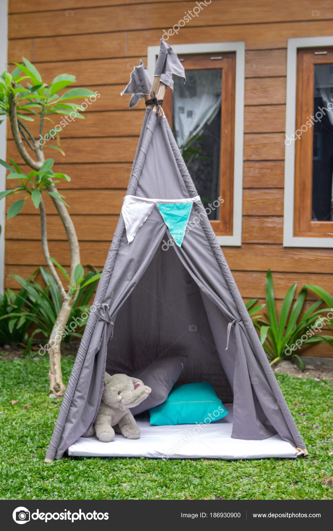 Tent in backyard
