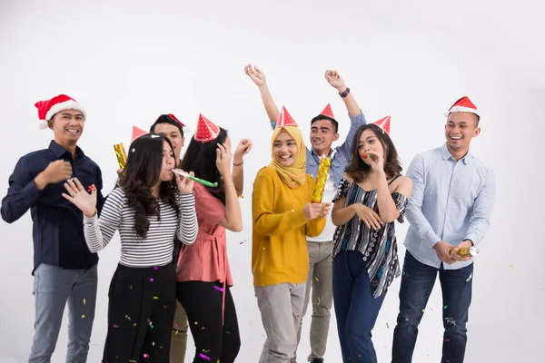 Baile y fiesta grupo de personas asiáticas — Foto de Stock