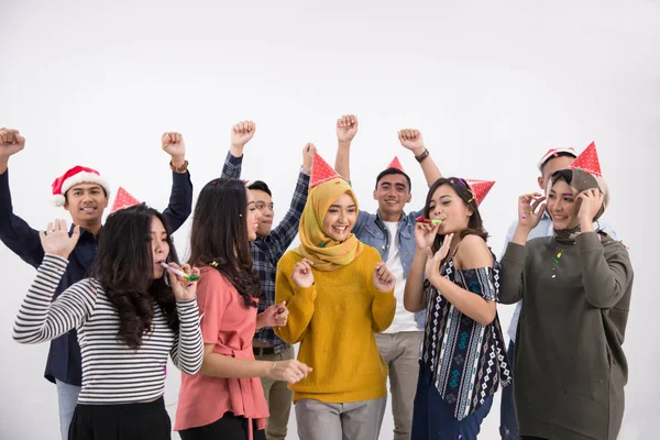 Dança e festa grupo de asiáticos pessoas — Fotografia de Stock