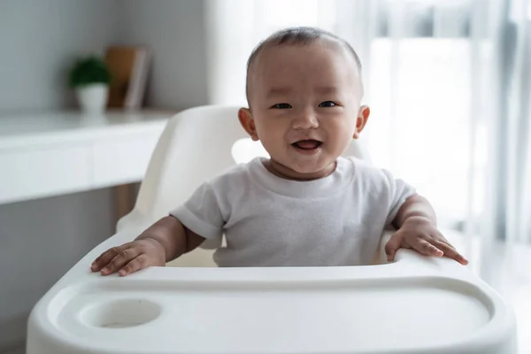 Asiático bebé niño sonriendo a cámara —  Fotos de Stock