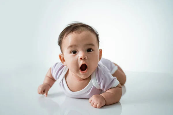 Baby is on his stomach development — Stock Photo, Image