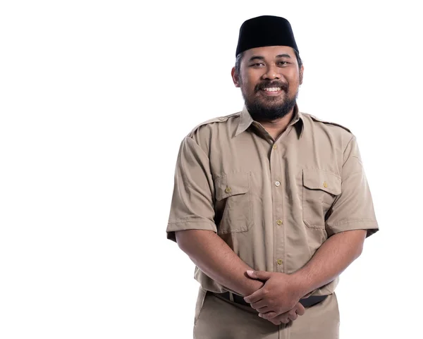 Indonesia worker wearing khaki uniform — Stok fotoğraf