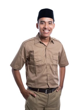indonesia worker wearing khaki uniform