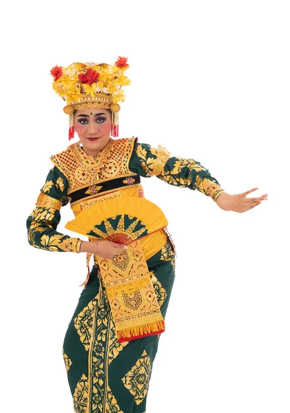 Balinese dancers hold a fan — Stock Photo, Image