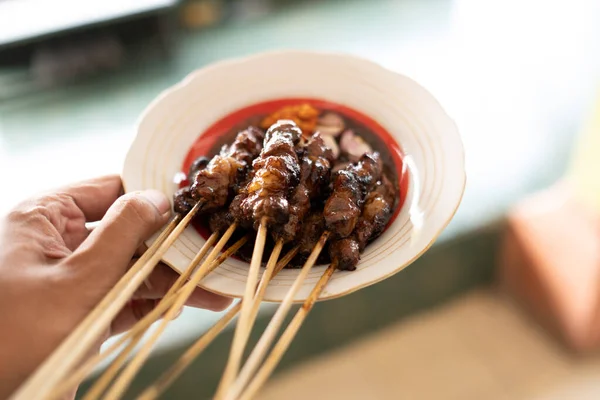 Chicken satay skewers — Stock Photo, Image