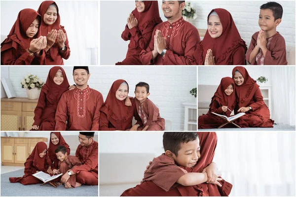 Asijské rodiny učit Koránu bible společně, když volný čas — Stock fotografie