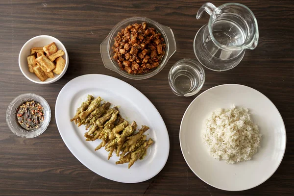 一套用米饭做的印裔食品 — 图库照片