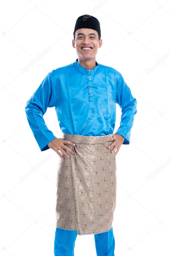 melayu male with satin clothes smiling