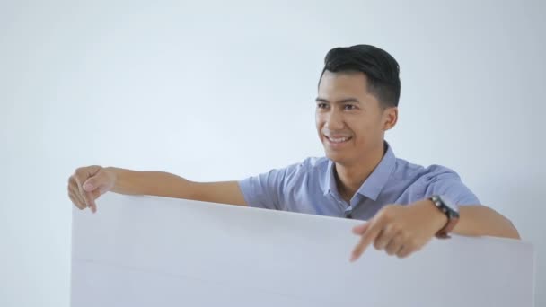 亚洲青年企业与空白板 — 图库视频影像