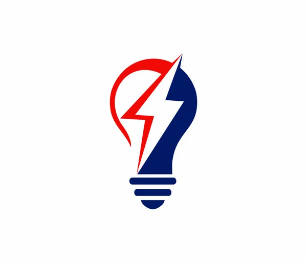 Disegno del logo vettoriale illustrazione dell'elettricità di potere della lampadina, energia astuta , — Vettoriale Stock