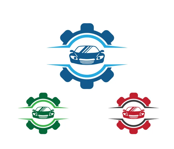 Vektor logo tervezés, a gépjármű-biztosítás, autó karbantartási szolgáltatást, védelme autó, autó-teljesítmény — Stock Vector