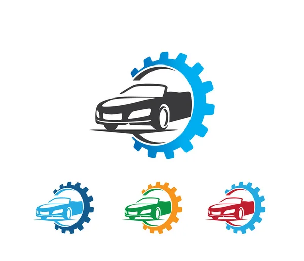 Vektor logo tervezés, a gépjármű-biztosítás, autó karbantartási szolgáltatást, védelme autó, autó-teljesítmény — Stock Vector