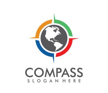 vektör logo tasarlamak için seyahat tur acentası, konumu gezinti pusula macera, keşfetmek simgesi