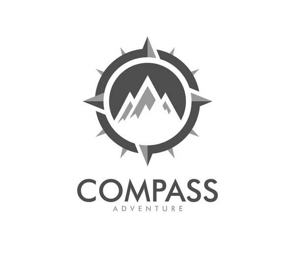 Vektor logo design illustration för tur resebyrå, läge navigering kompass äventyr, utforska ikonen — Stock vektor