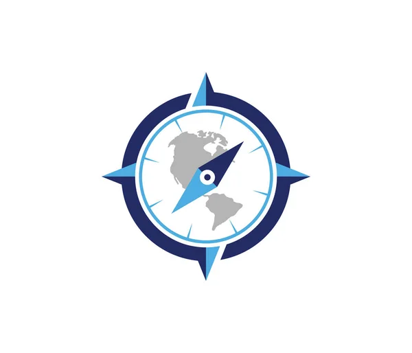 Векторный логотип дизайн иллюстрация для туристического агентства, местоположение навигации компас приключения, изучить иконку — стоковый вектор
