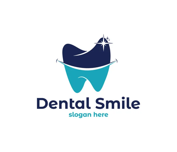 Ilustração do projeto do logotipo do vetor para a clínica odontológica, prática do dentista, tratamento dentário, dente e boca saudáveis — Vetor de Stock