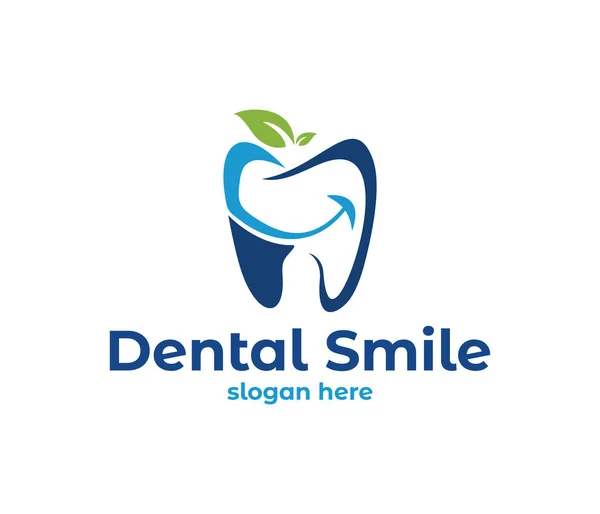 Vektor Logo Design Illustration für Zahnklinik Gesundheitswesen, Zahnarztpraxis, Zahnbehandlung, gesunde Zähne und Mund — Stockvektor