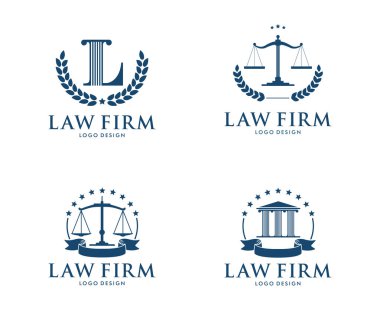 vector logo design illustration for law firm business, attorney, advocate, court justice clipart