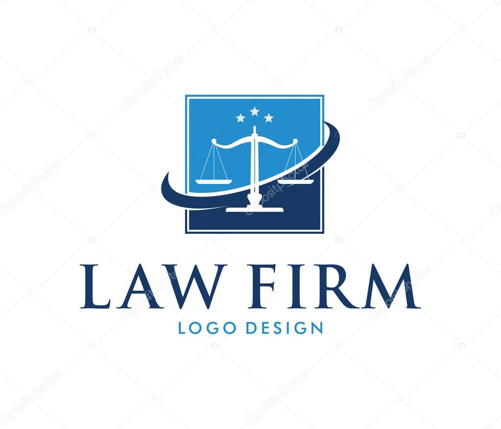 vector logo design illustration for law firm business, attorney, advocate, court justice
