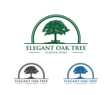 meşe ağacı logo, akıllı ve güçlü, evin mülkiyet firması, yeşil ev çizimi kal resort vektör logo tasarımı