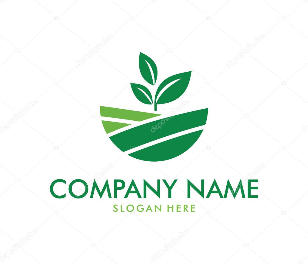 vector logo design for agriculture, agronomy, wheat farm, rural country farming field, natural harvest