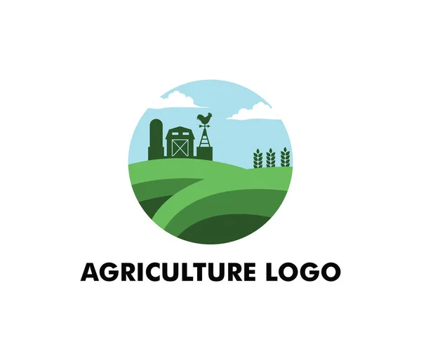 Diseño del logotipo del vector para la agricultura, agronomía, granja de trigo, campo de cultivo rural, cosecha natural — Archivo Imágenes Vectoriales