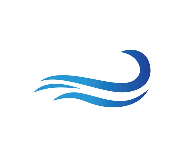 Vetor logotipo design para onda dinâmica, oceano mar onda de água home resort, barco à vela, passeio de cruzeiro oceânico — Vetor de Stock