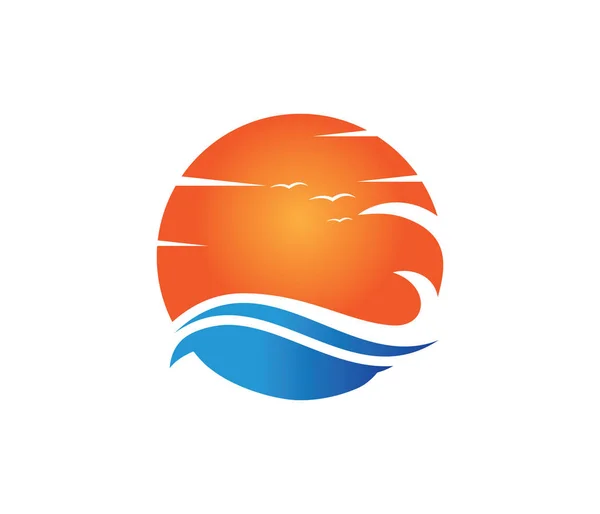 ベクトルのロゴの設計動的波、海海水波ホーム リゾート、セーリング ボート、海クルーズ ツアー — ストックベクタ