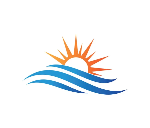 Dinamik dalga, okyanus deniz su dalgası ev tesisi, yelkenli tekne, okyanus cruise tur için vektör logo tasarım — Stok Vektör