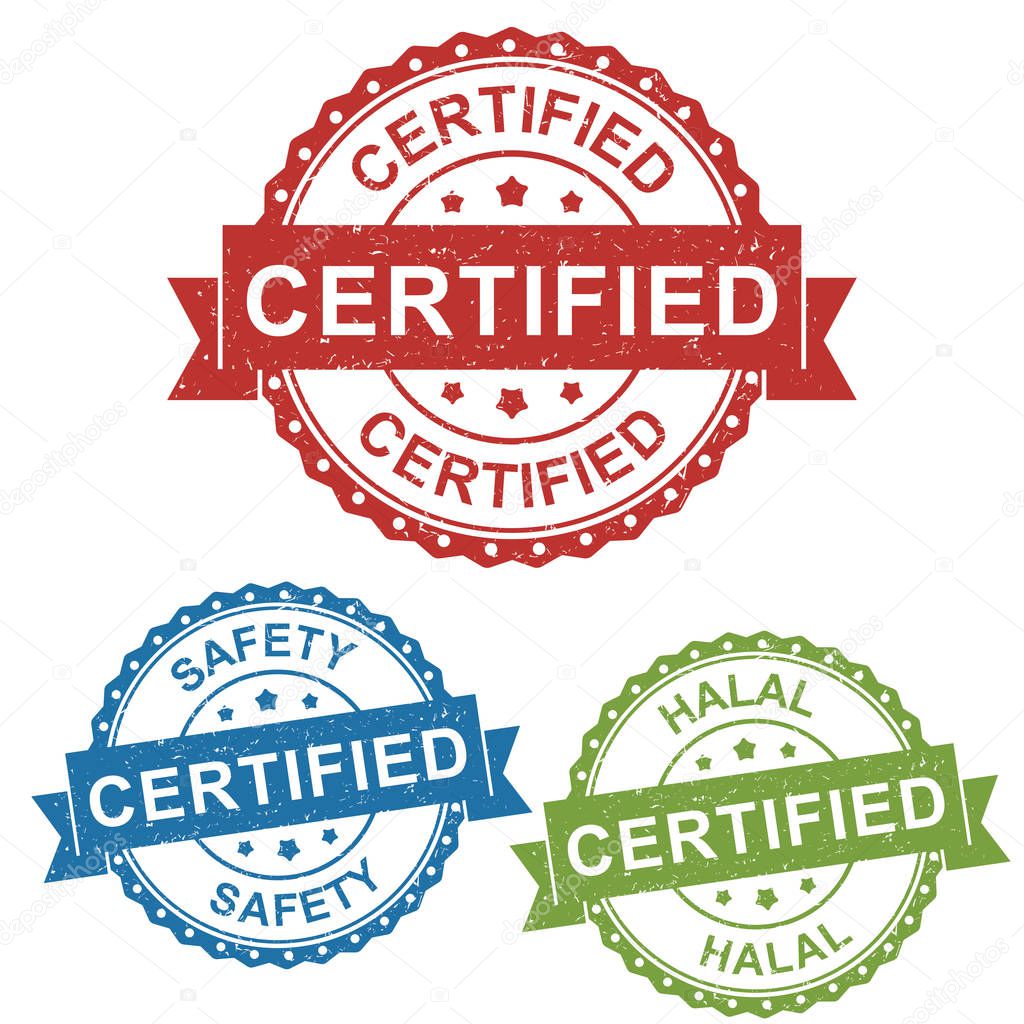 certified, safety, halal, vector badge label stamp tag for product, marketing selling online shop or web e-commerce