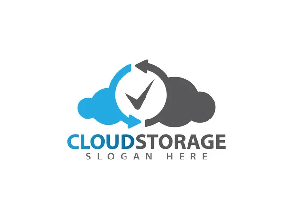 Vetor on-line bom gerenciamento de armazenamento em nuvem design de logotipo —  Vetores de Stock