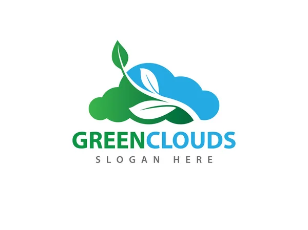 Online zöld technológiák felhő tárolási logo design vektor — Stock Vector
