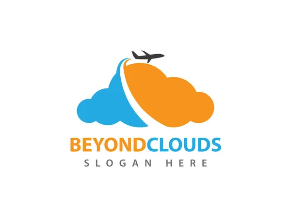 Vector resor bortom cloud online cloud lagring Logotypdesign — Stock vektor