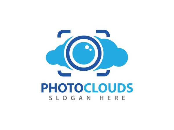 Vetor foto nuvem online nuvem armazenamento logotipo design —  Vetores de Stock