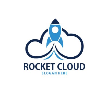 vektör roket hızlı bulut online bulut depolama logo tasarımı