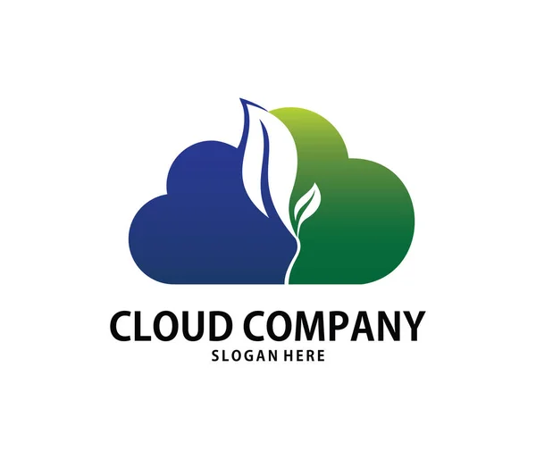 Diseño de logotipo de almacenamiento en la nube en línea nube brote de energía verde vector — Archivo Imágenes Vectoriales