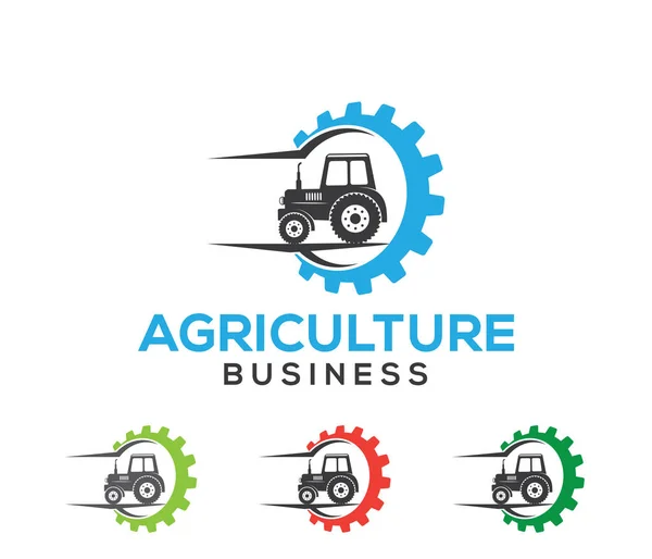 Diseño de logotipos vectoriales e ilustración del negocio agrícola, empresa, investigación, cosecha, planta, tecnología — Archivo Imágenes Vectoriales