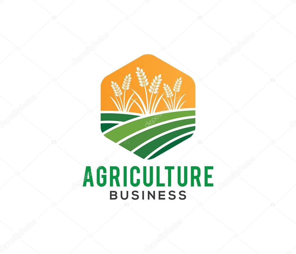 Vector logo design and illustration of agriculture business, company, research, harvest, plant, technology, agronomy, filed, laboratory